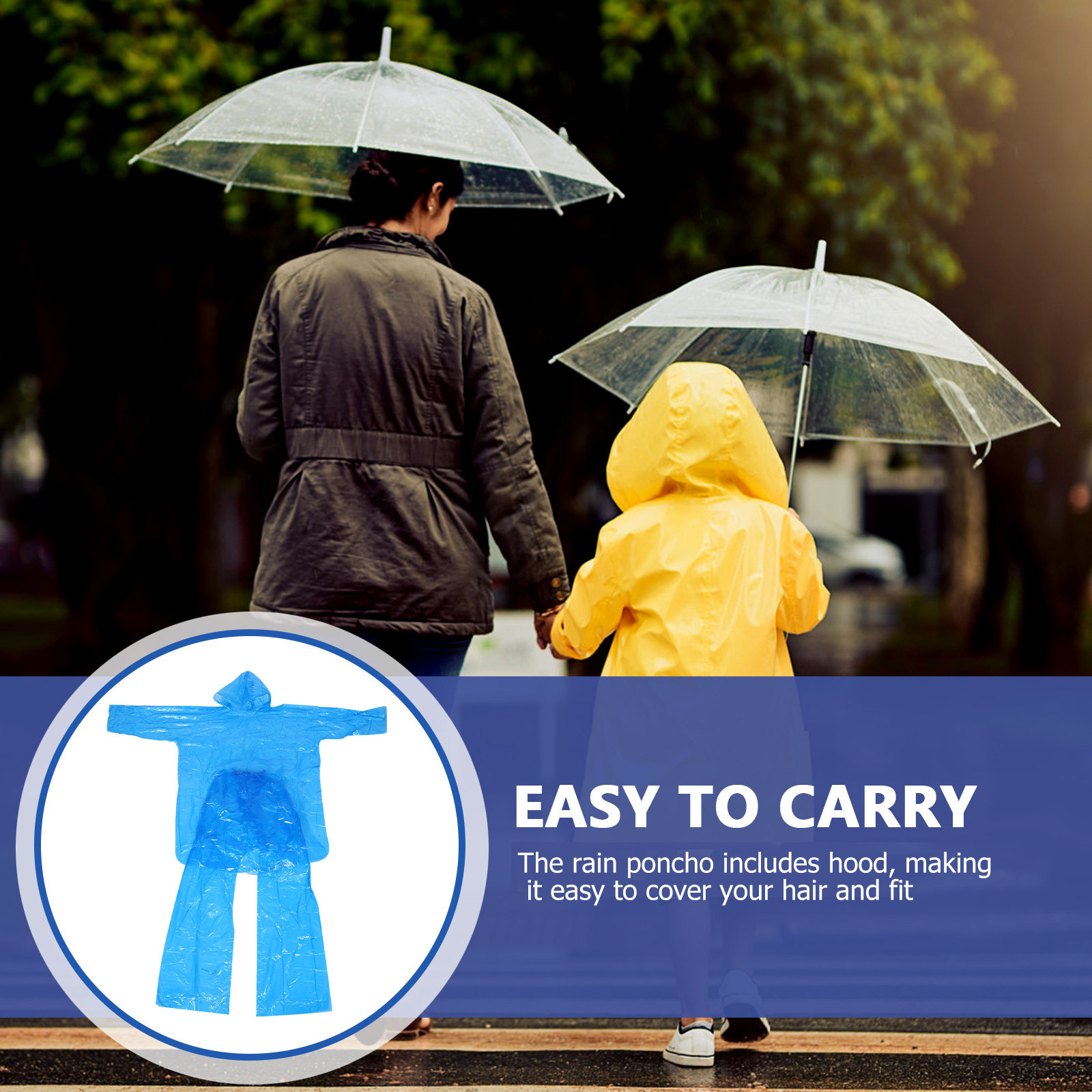 Emergency Poncho Rain - Комплект дождевиков для экстренных случаев: прозрачный